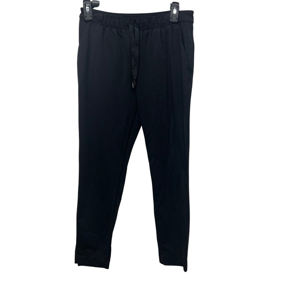 Lululemon Black Drawstring Joggers Back Pockets Tapered Legs Size 4 yoga outdoor